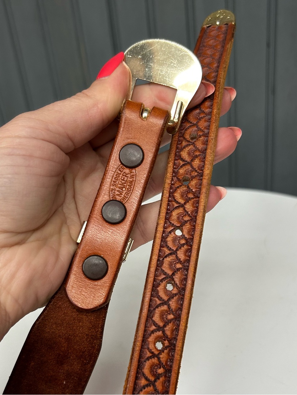 King’s Saddlery Sheridan Wyoming Tooled Leather Western Belt - Picture 7 of 14